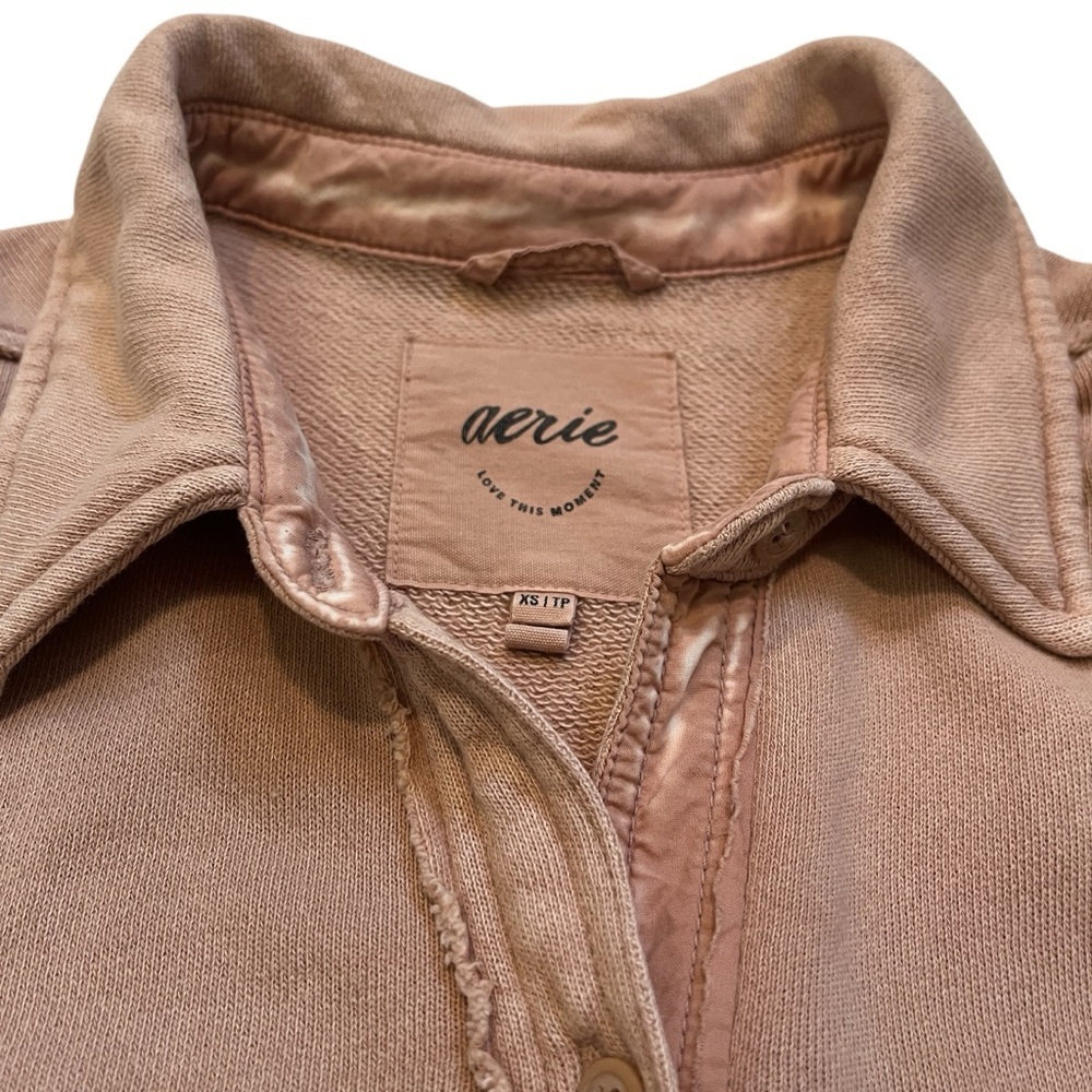 Aerie Oversized Fleece Button Down Shirt Jacket Lumberjane Toasty Taupe XS - Picture 4 of 10